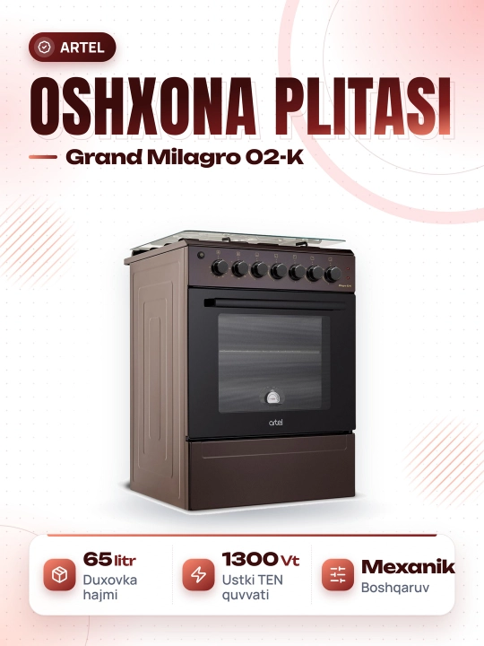 Oshxona plitasi Artel Grand Milagro 02-K, kombinatsiyalashtirilgan elektr pechi bilan - 