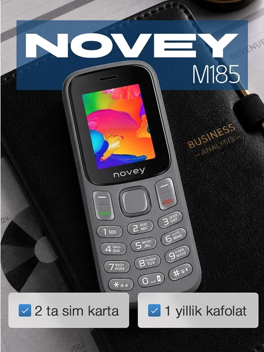 Novey M185 knopkali telefon, mini, radio, kamerasiz, Dual SIM