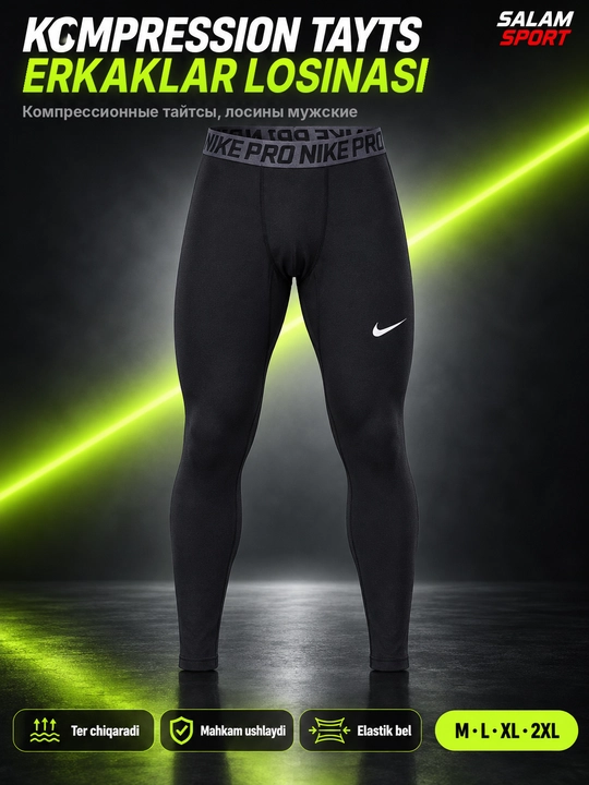 Компрессионные лосины мужские Nike Pro, спортивные тайтсы, черные - 
