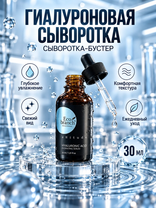 Сыворотка для лица Eco Branch с центеллой, гиалуроновой кислотой и муцином улитки, 30 мл