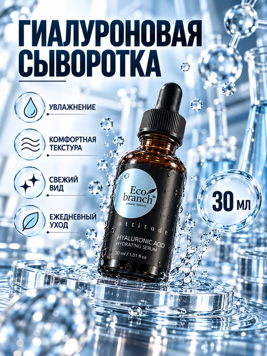 Сыворотка для лица Eco Branch с центеллой, гиалуроновой кислотой и муцином улитки, 30 мл