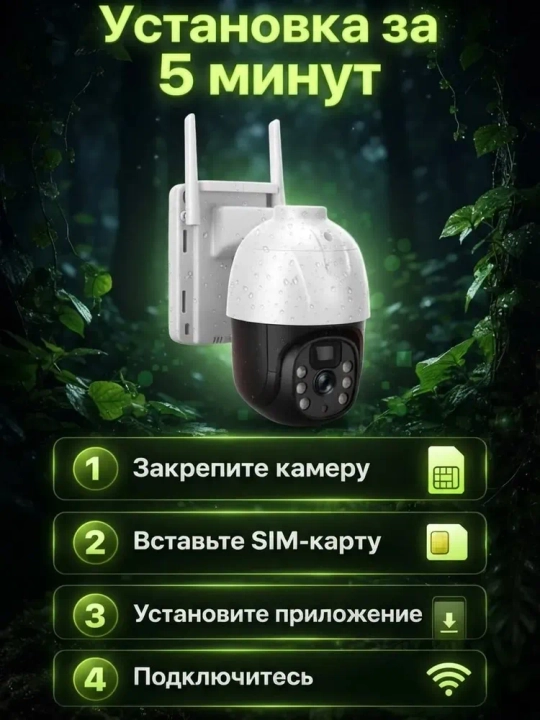 4G Full HD-видеокамера наблюдения на солнечной батарее (с SIM-картой)