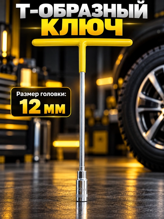 Mahsulot nomi: T-shaklidagi uchli kalit, 12 mm, dastali - 