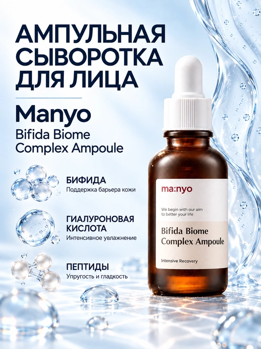 Восстанавливающая и увлажняющая ампула для лица Manyo Bifida Biome Complex Ampoule