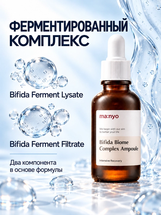 Восстанавливающая и увлажняющая ампула для лица Manyo Bifida Biome Complex Ampoule