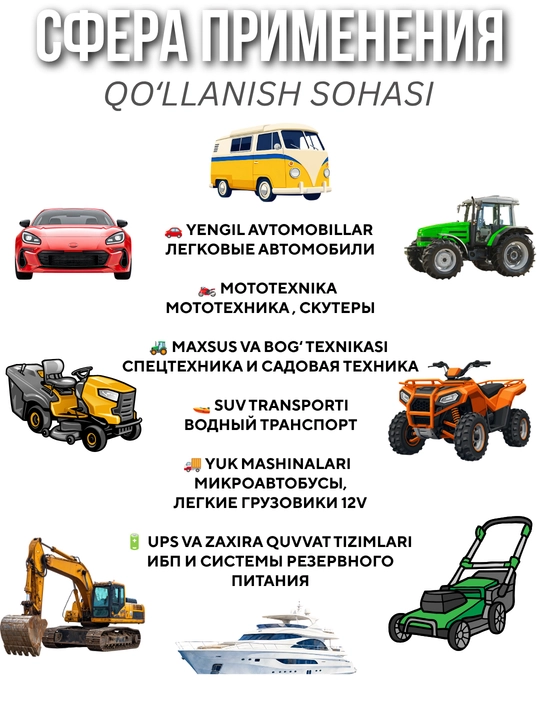 Avtomatik zaryadlovchi qurilma akkumulyator uchun 12V, batareya 12V