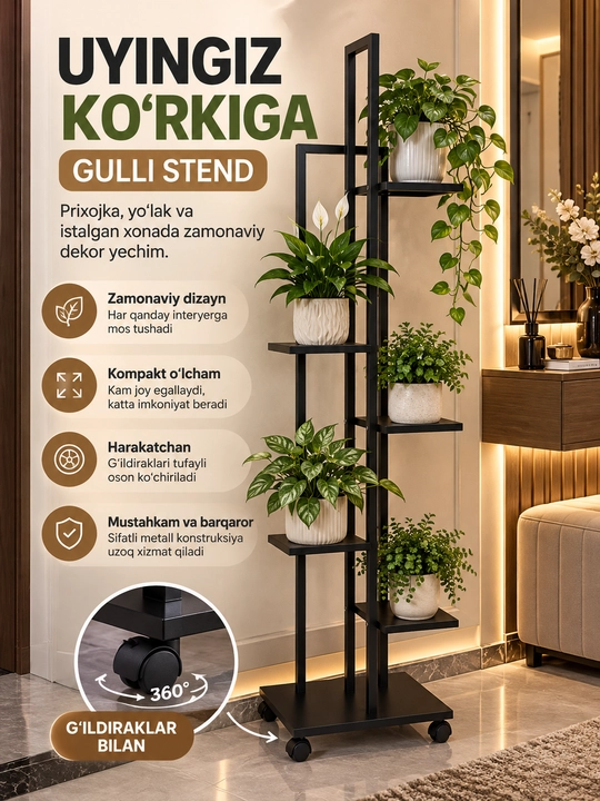 6 qavatli gul javoni