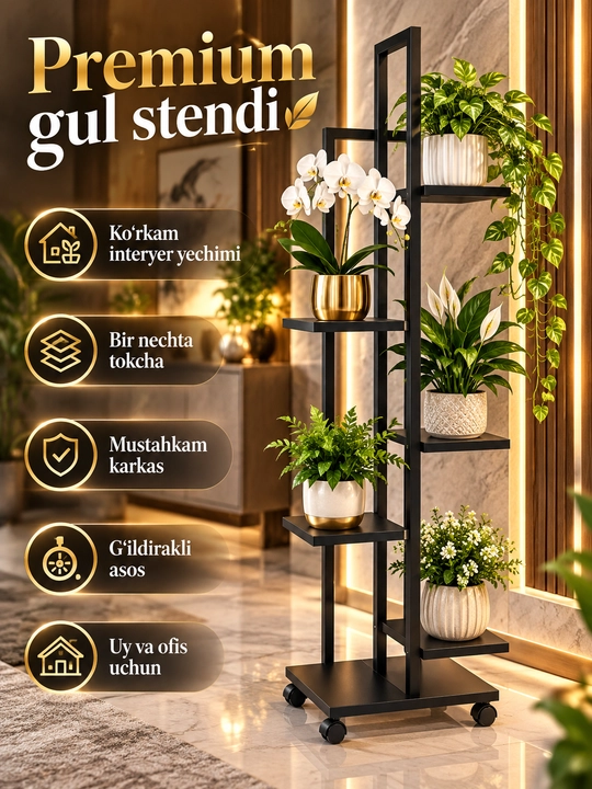6 qavatli gul javoni