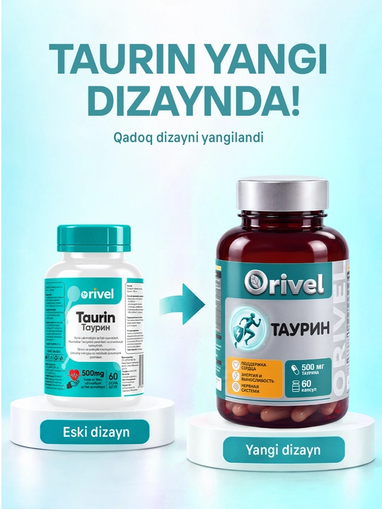 Taurin 500 mg - yurak va asab tizimini qo‘llab-quvvatlash, har kuni quvvat olish uchun