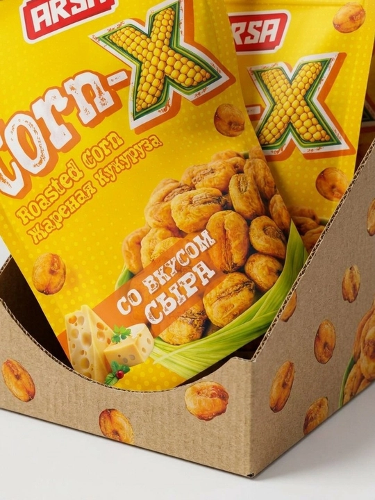 ARSA Corn-X — жареная кукуруза, хрустящая закуска со вкусом сыра (1 коробка)