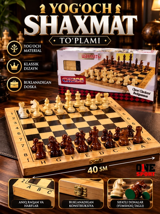 Шахматный набор, шахматная доска и фигуры, классическая настольная логическая игра - 