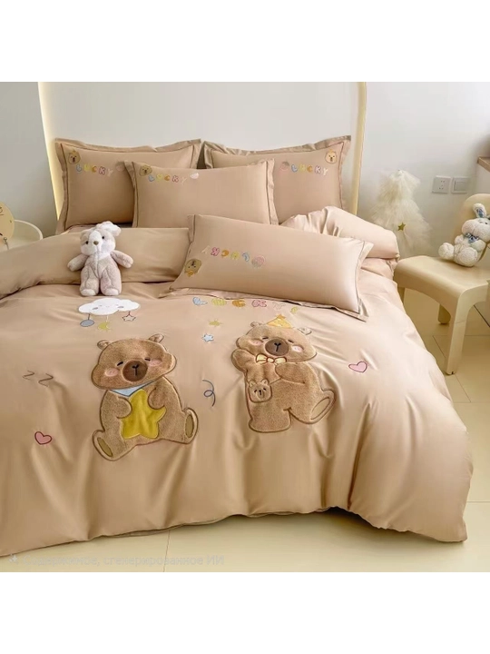 Комплект постельного белья Hello Kitty супер сатин вышивка Китай - 
