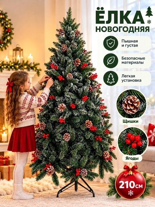 Qor sepilgan sun’iy archa-sosna, qalin va mustahkam shoxli, balandligi 300 sm gacha