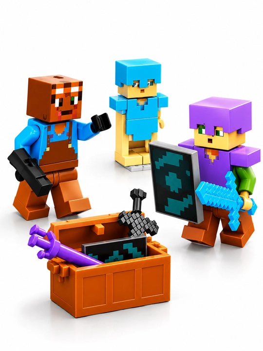 Katta konstruktorlar to'plami My World, Minecraft mavzusi, harakat figuralari bilan