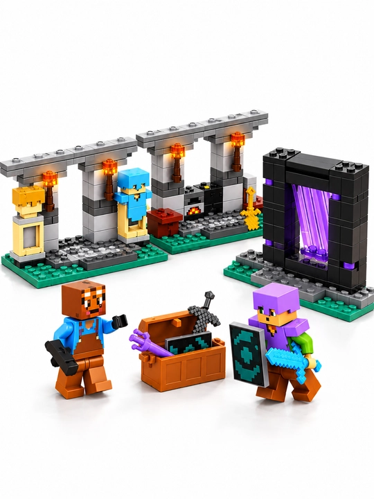 Katta konstruktorlar to'plami My World, Minecraft mavzusi, harakat figuralari bilan