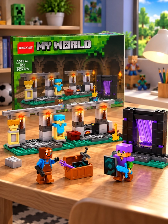 Katta konstruktorlar to'plami My World, Minecraft mavzusi, harakat figuralari bilan