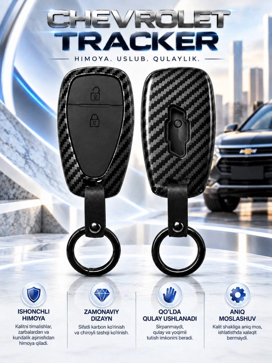 Chevrolet Tracker kalitiga chexol — sport, yaltiroq, karbon - 