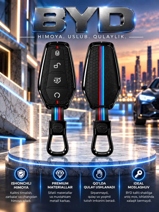 Чехол для ключа BYD — спорт, силикон, карбон - 