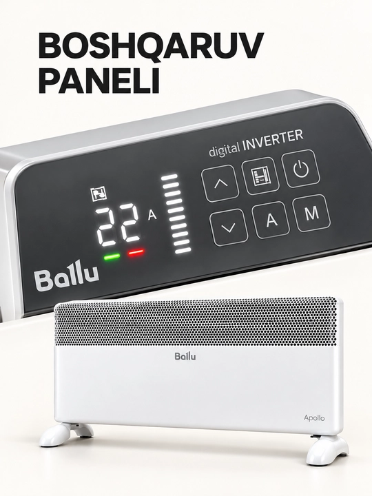 Ballu Apollo BEC/ATI-2000 inverterli elektr isitgich, 2000 W, oq