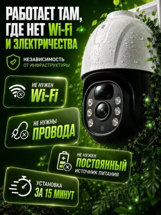 4G Full HD-видеокамера наблюдения на солнечной батарее (с SIM-картой)
