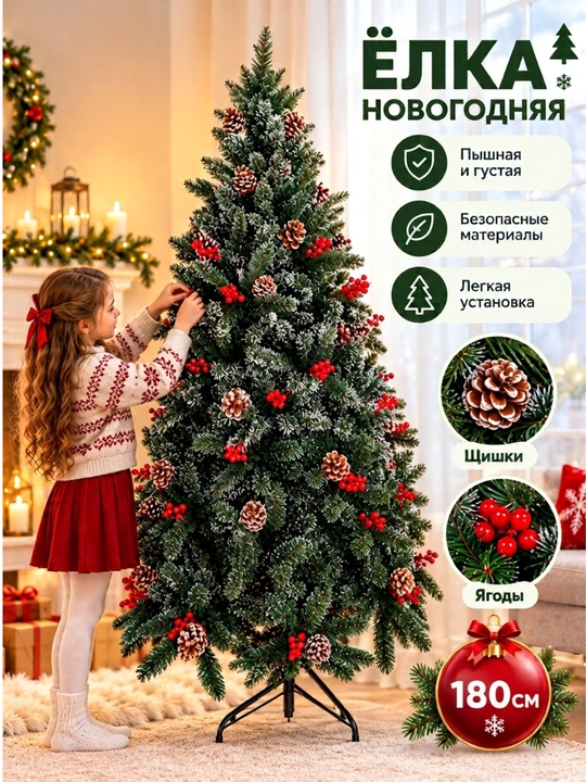 Qor sepilgan sun’iy archa-sosna, qalin va mustahkam shoxli, balandligi 300 sm gacha