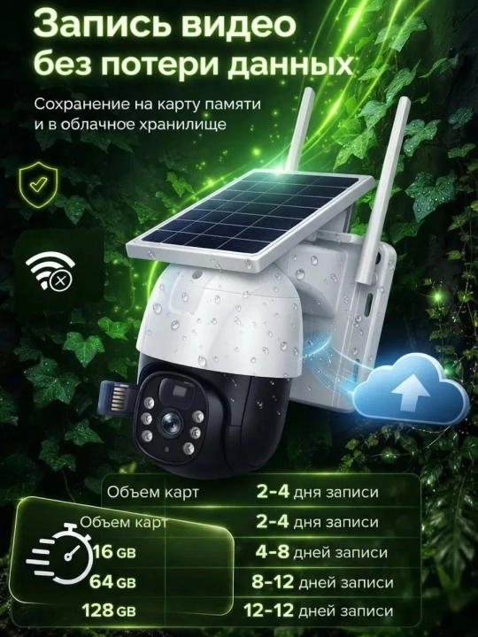 4G Full HD-видеокамера наблюдения на солнечной батарее (с SIM-картой)