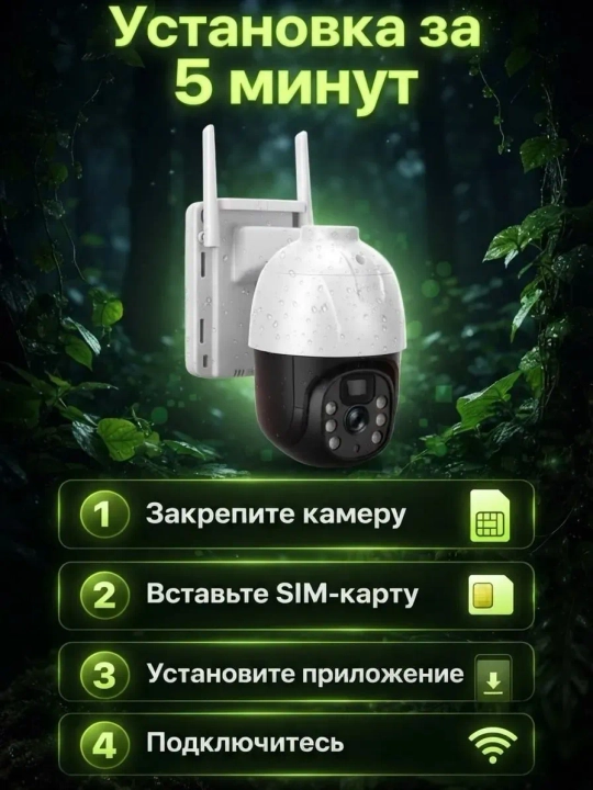 4G Full HD-видеокамера наблюдения на солнечной батарее (с SIM-картой)
