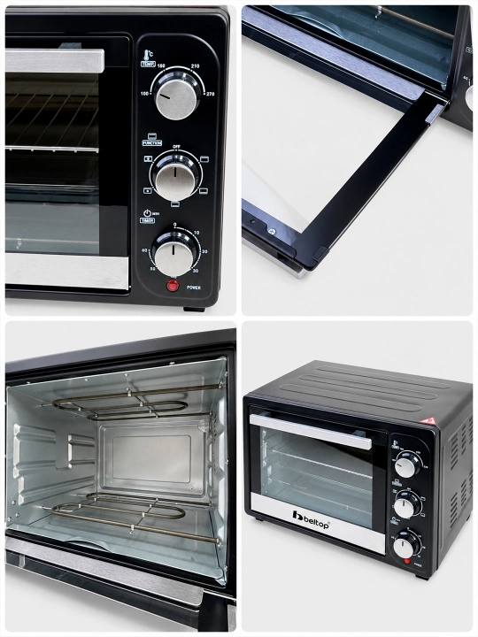 Мини-печь "BELTOP" 36 л, 1500 Вт, конвекция, 100-270°C, подсветка, электродуховка