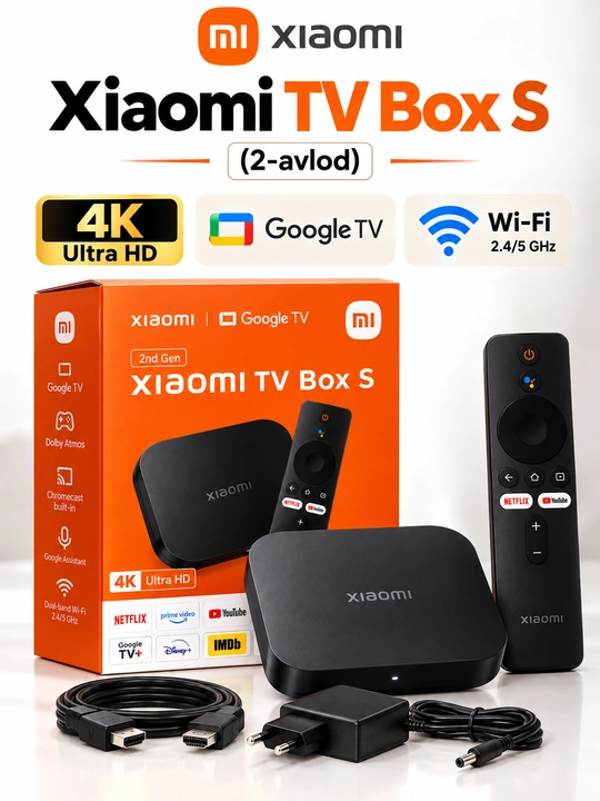 Xiaomi TV Box S 2-avlod 4K Ultra HD Smart TV pristavkasi Google TV - 