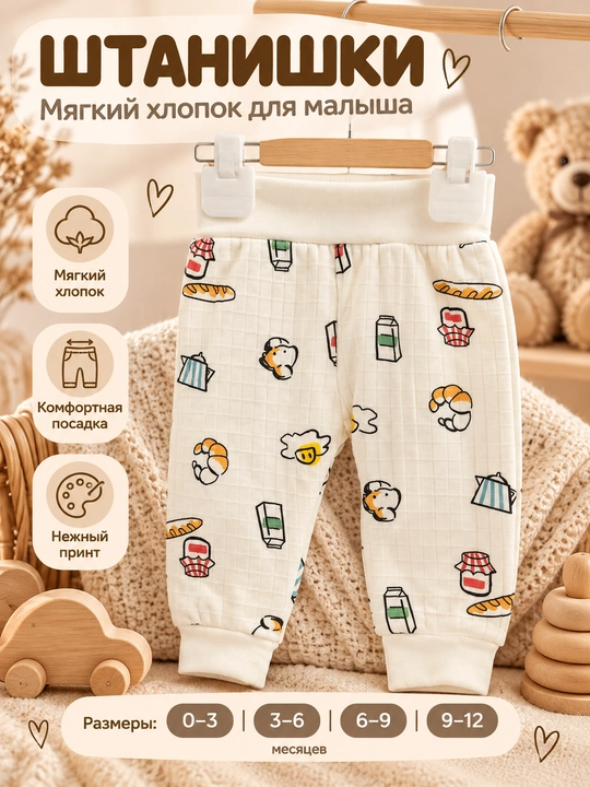 Tiffany Baby Breakfast bolalar uchun oyoq qismi ochiq, oziq-ovqat naqshli shim - 