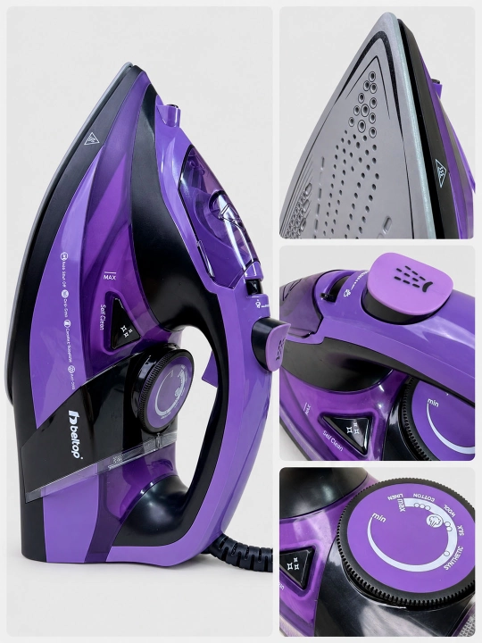 Bug'li "BELTOP" dazmol 2200W keramik taglik, vertikal bug', 300-360ml, avto o'chish, utyug