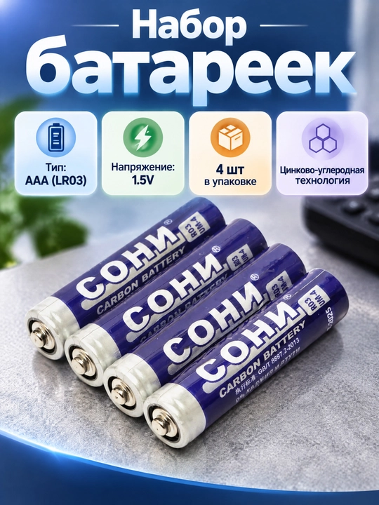 Батарейки солевые ААА 4шт - 