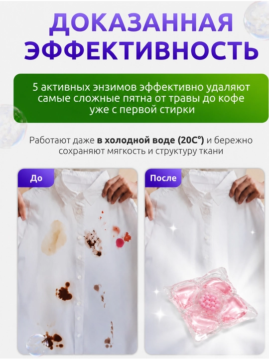 Капсулы для стирки, кондиционер и отбеливатель, 100 шт