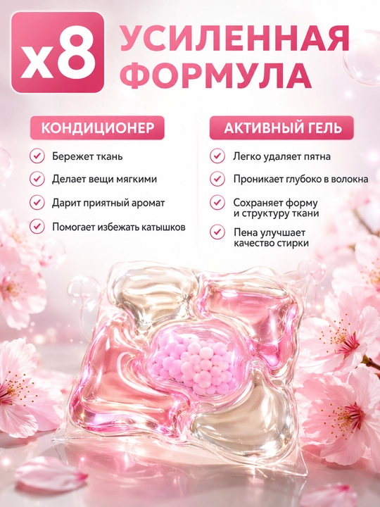 Капсулы для стирки, кондиционер и отбеливатель, 100 шт