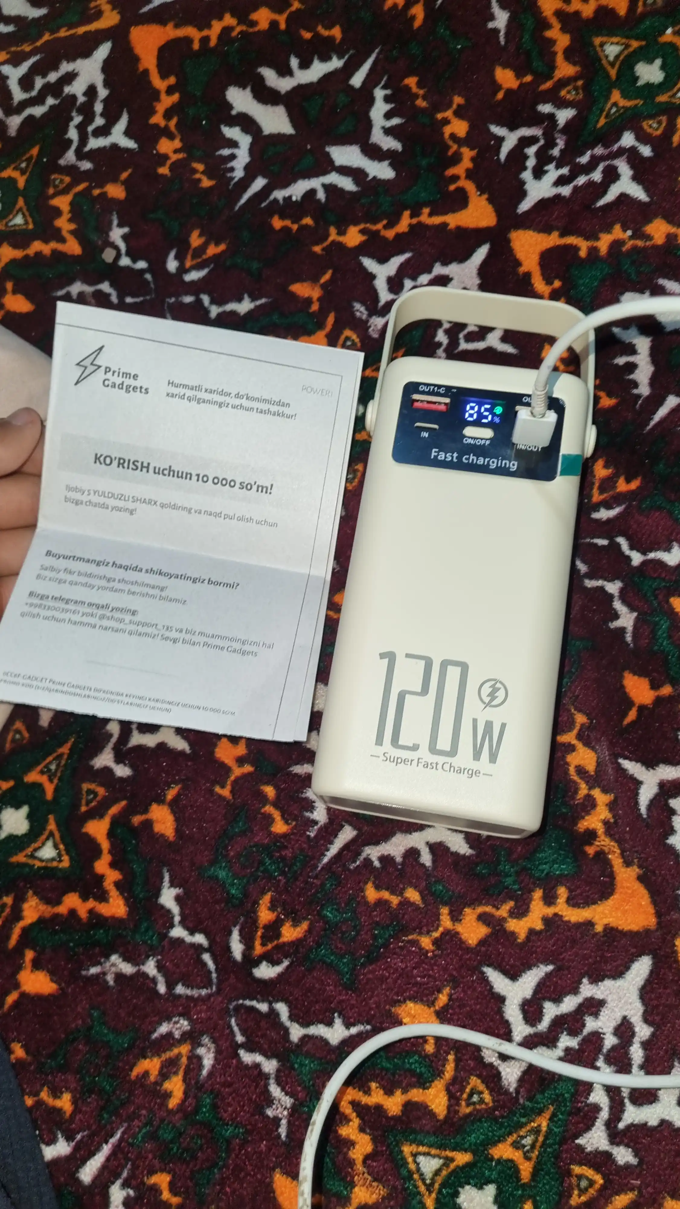 Tez zaryadlanuvchi tashqi akkumulyator, power bank 30000, 50000, 80000, 100000