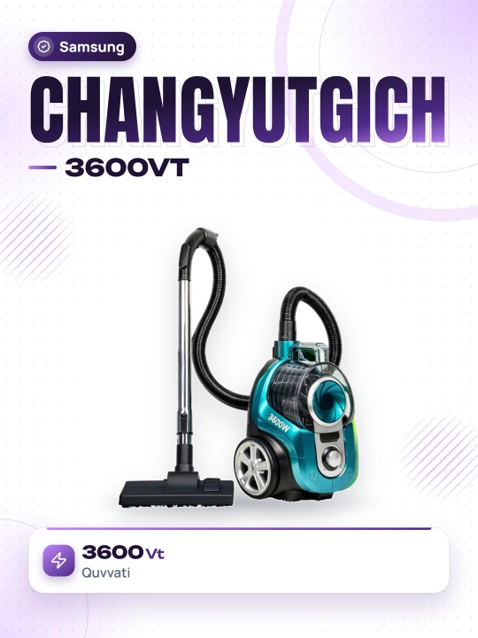 Samsung 3600 Vt changyutgichi, konteynerli, 4 litrli, HEPA-filtr, multitsiklonli tizim - 