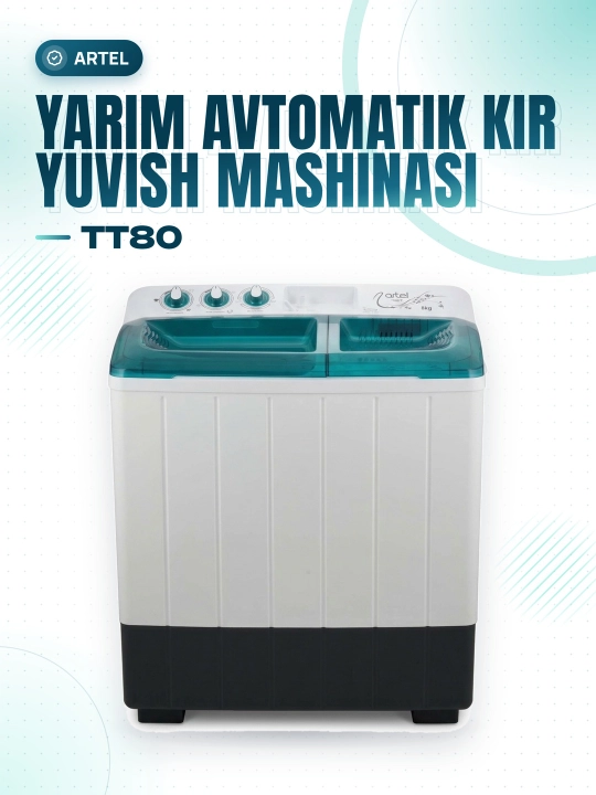 Artel TT80 yarim avtomatik kir yuvish mashinasi