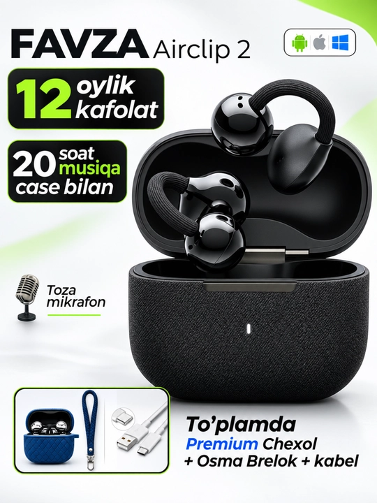 Favza airclip 2 - simsiz qulqochin, aktive hayot uchun naushnik - 
