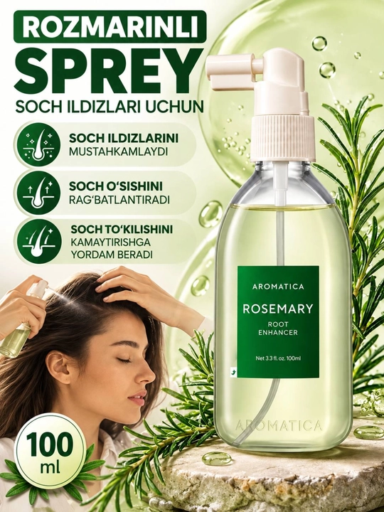 Rosemary Root Enhancer, soch uchun sprey, sochlar - 
