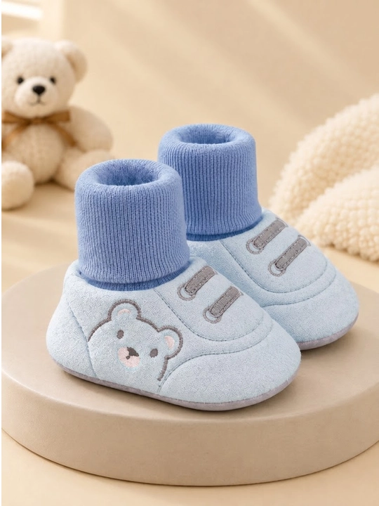 Kichkintoylar uchun issiq pinetkalar, baxmal astarli, ayiqli, 1 yoshgacha, kuz-qish - 