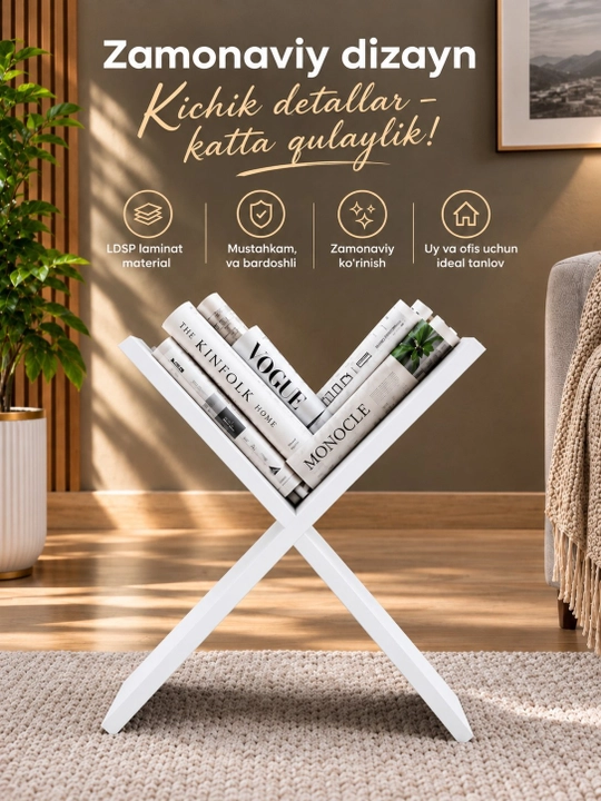 X shaklidagi LDSP laminat podstavka, kitob javoni, X oyoqli kitob yulduzi