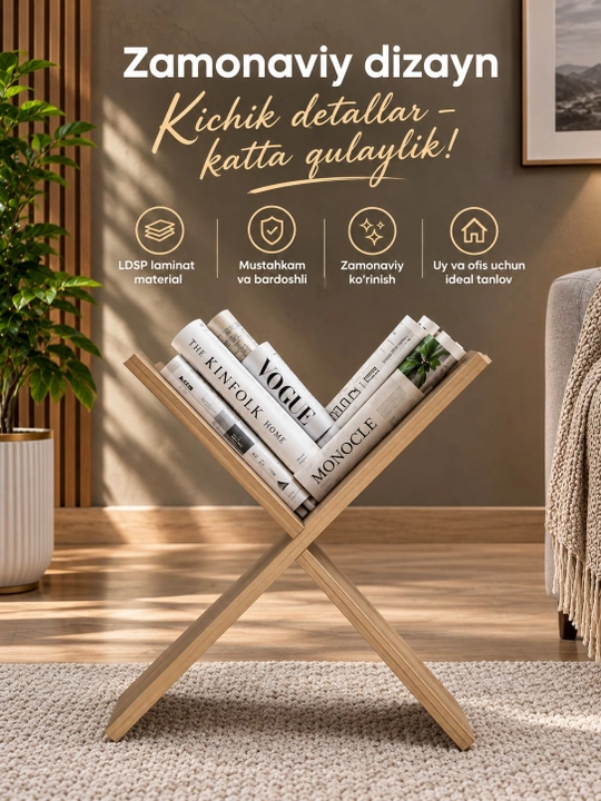 X shaklidagi LDSP laminat podstavka, kitob javoni, X oyoqli kitob yulduzi