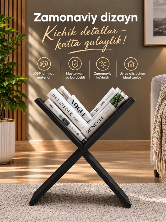 X shaklidagi LDSP laminat podstavka, kitob javoni, X oyoqli kitob yulduzi