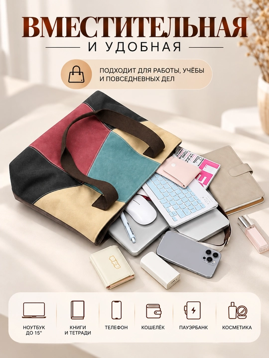 Ayollar uchun katta yelkama sumka, matoli shopper, kundalik va ish uchun