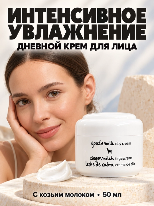 Namlantiruvchi yuz kremi Ziaja echki sutli, kunduzgi, quruq va yetuk teri uchun, 50 ml