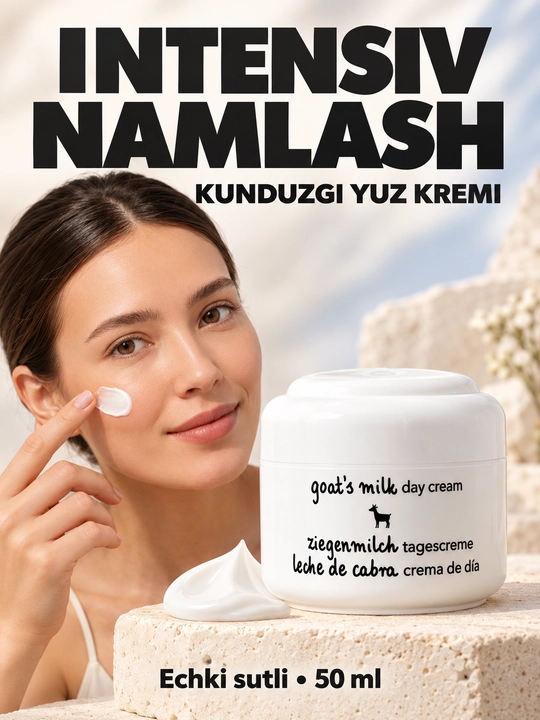 Namlantiruvchi yuz kremi Ziaja echki sutli, kunduzgi, quruq va yetuk teri uchun, 50 ml