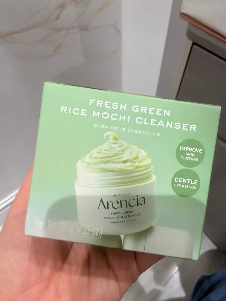 Arencia Fresh Green Rice Mochi Cleanser tozalovchi vositasi, ko‘k choy va sentella bilan, 120 g