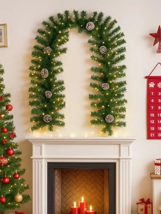 Sun’iy girlyanda, 270 sm, 200 shoxcha, 25 sm diametrli dekor