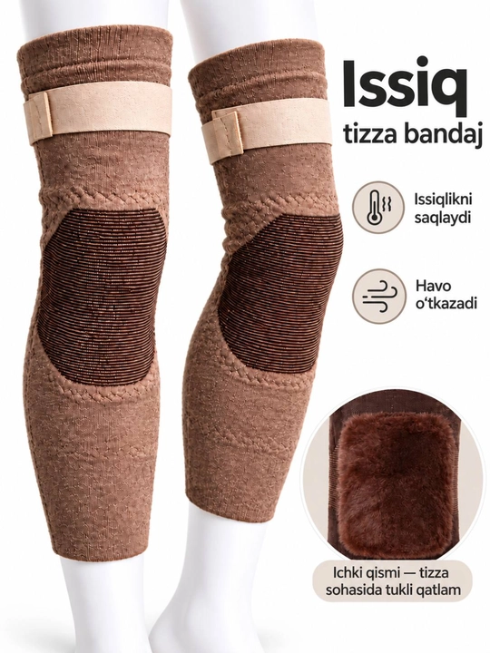 Tizza bandaji nakolennik, elastik issiq tutuvchi tizzalik, sport va kundalik uchun, 1 juft - 