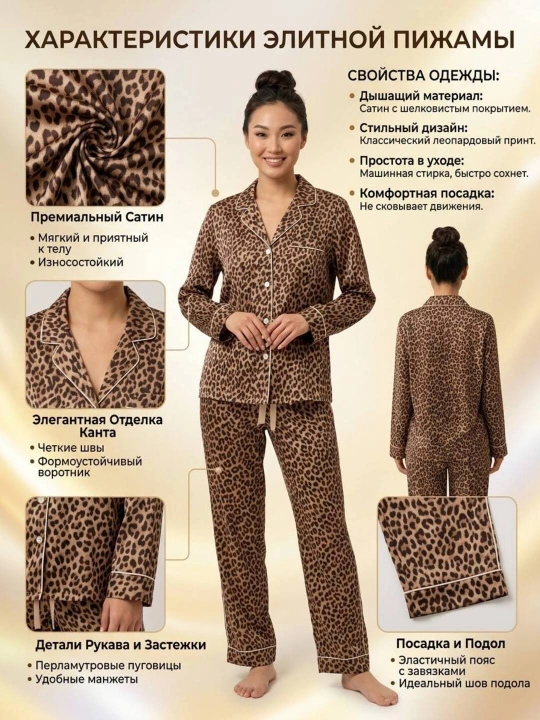 Ayollar uchun uzun yengli uzun shimli pijama – kuz, qish va bahor uchun, 2 ta 1 da pijama - 